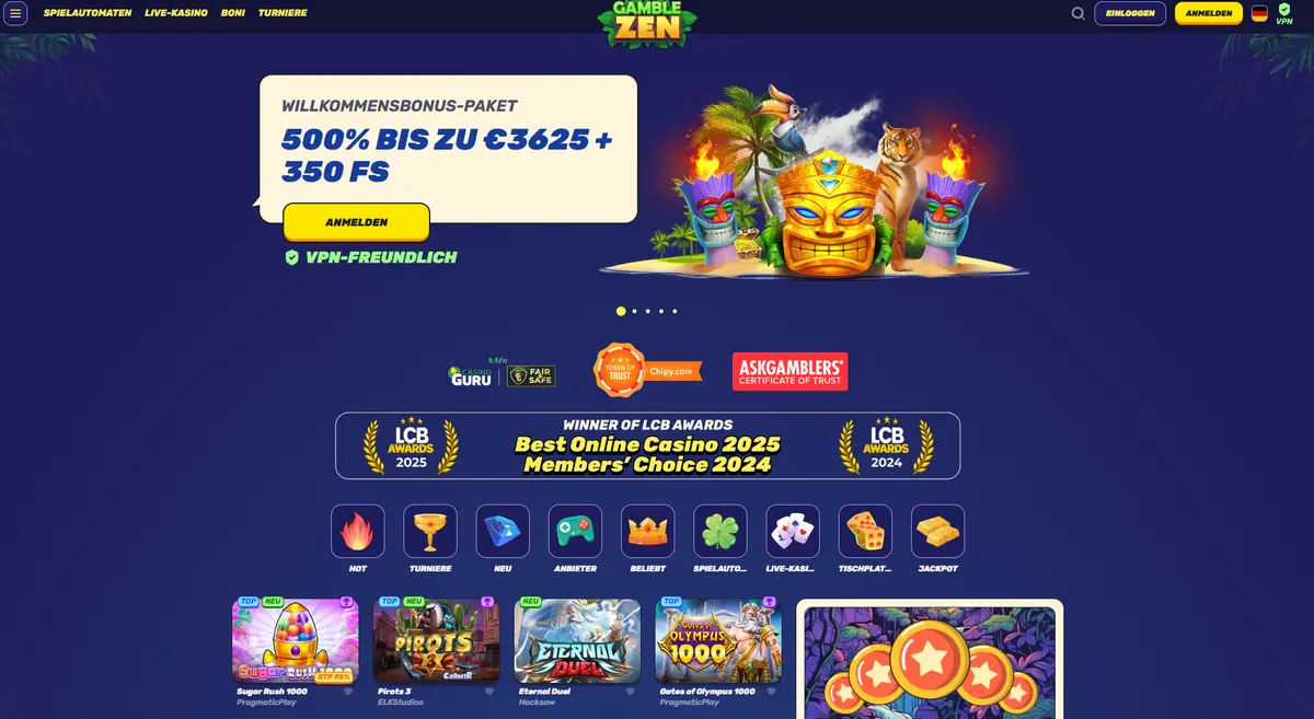 Gamblezen Casino mit Sofort Auszahlung